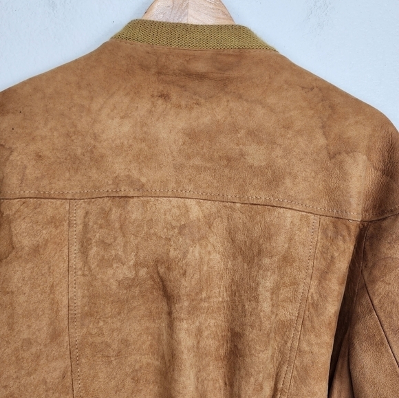 Vintage Cresco Leather Tan Bomber Jacket Size 46 - Picture 9 of 16